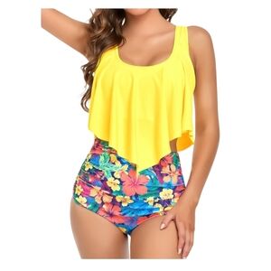 EDELQUAL - Medium Tropical Two Piece Tummy Control Swim Suit